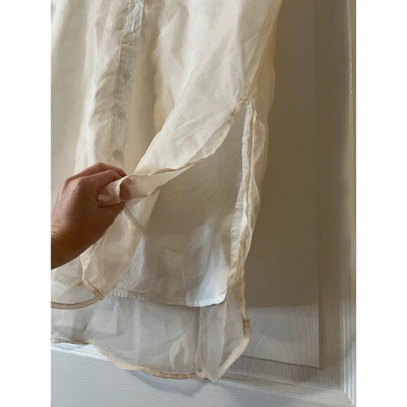 Anthropologie Maeve White Blush Sheet Bennet Button Down Sleeveless Top Sz M - Picture 8 of 9